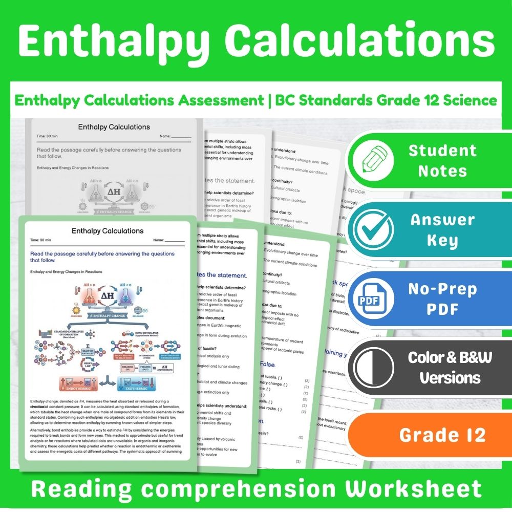 Grade 12 Science Mini Bundle – Thermochemistry & Equilibrium Assessment — included worksheet 3