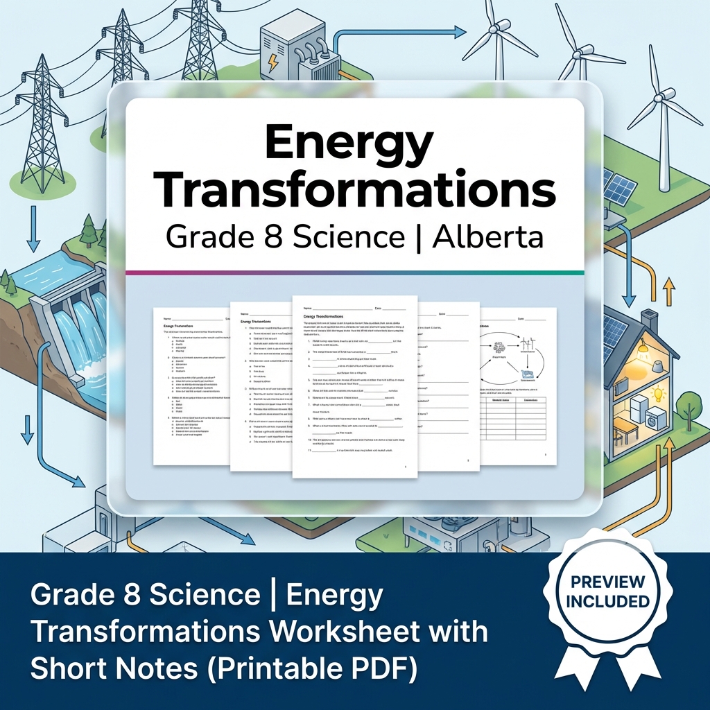 Grade 8 Science Worksheet Bundle | Alberta Standards | Year-Long Assessment Pack — included worksheet 13