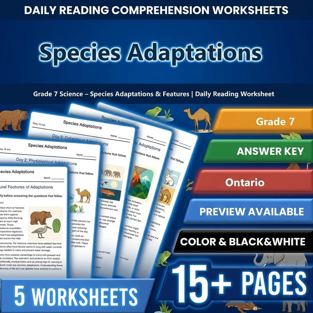 Grade 7 Science Bundle – Ontario Daily Worksheets for Comprehensive Study — included worksheet 7