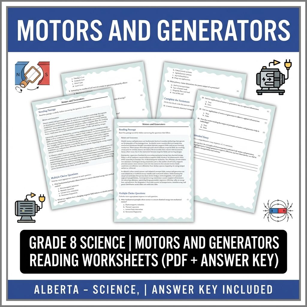 Grade 8 Science | Motors and Generators Reading Worksheets (PDF + Answer Key)