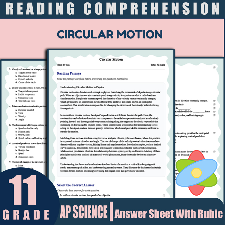 Grade 11 Science reading worksheets worksheet — 11th Grade Science | Circular Motion Reading Worksheet (PDF + Answer Key)…
