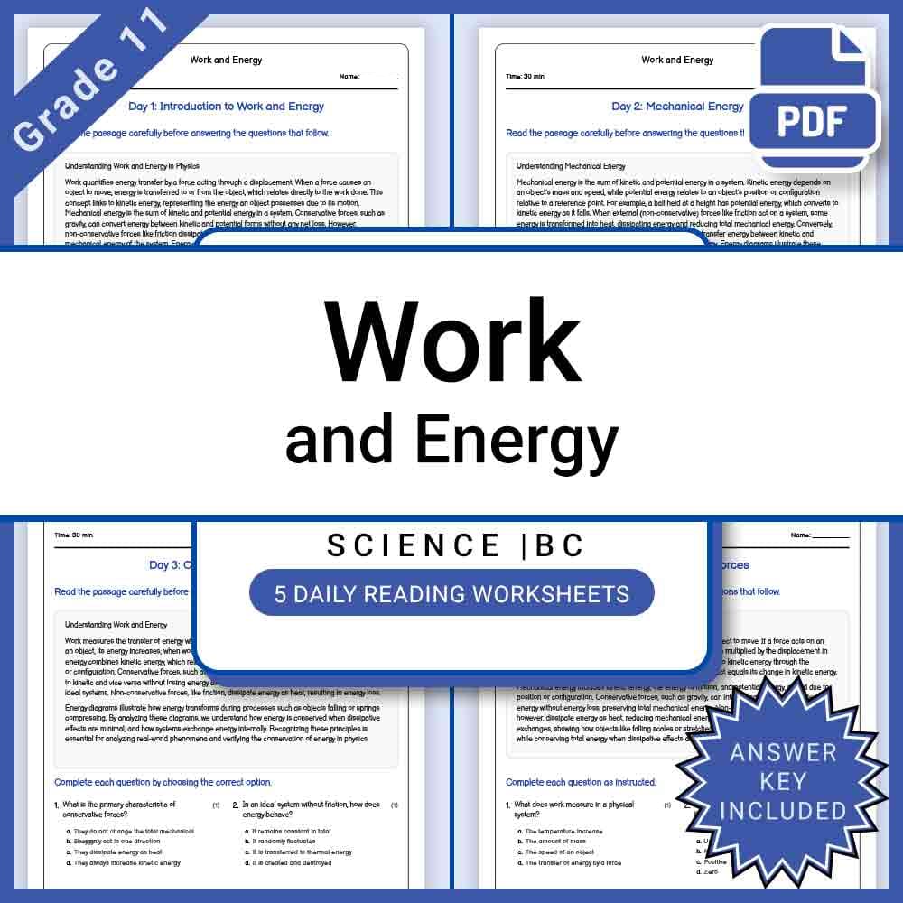 Grade 11 Science Lesson Bundle BC Framework | Physics and Energy Concepts — included worksheet 6