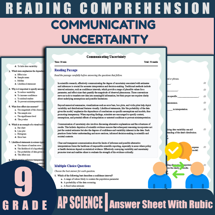 Grade 9 Science reading worksheets worksheet — Grade 9 Science Reading Worksheets | Communicating Uncertainty — page 1