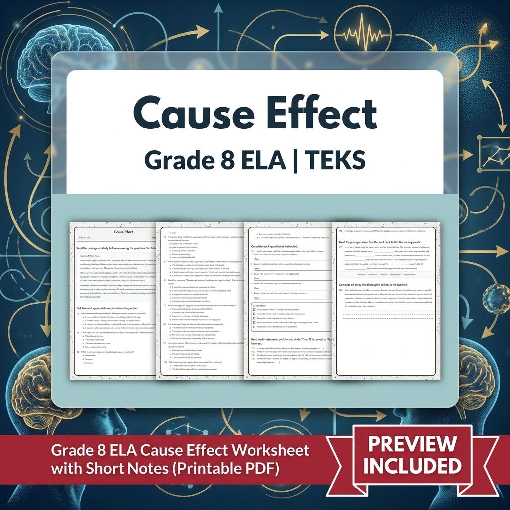 Grade 8 Evidence & Grammar ELA Full-Year Bundle TEKS — included worksheet 11