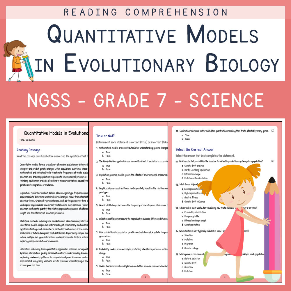 Grade 7 Science worksheet worksheet — Grade 7 Science | Quantitative Models in Evolutionary Biology Worksheet | NGSS — page 1