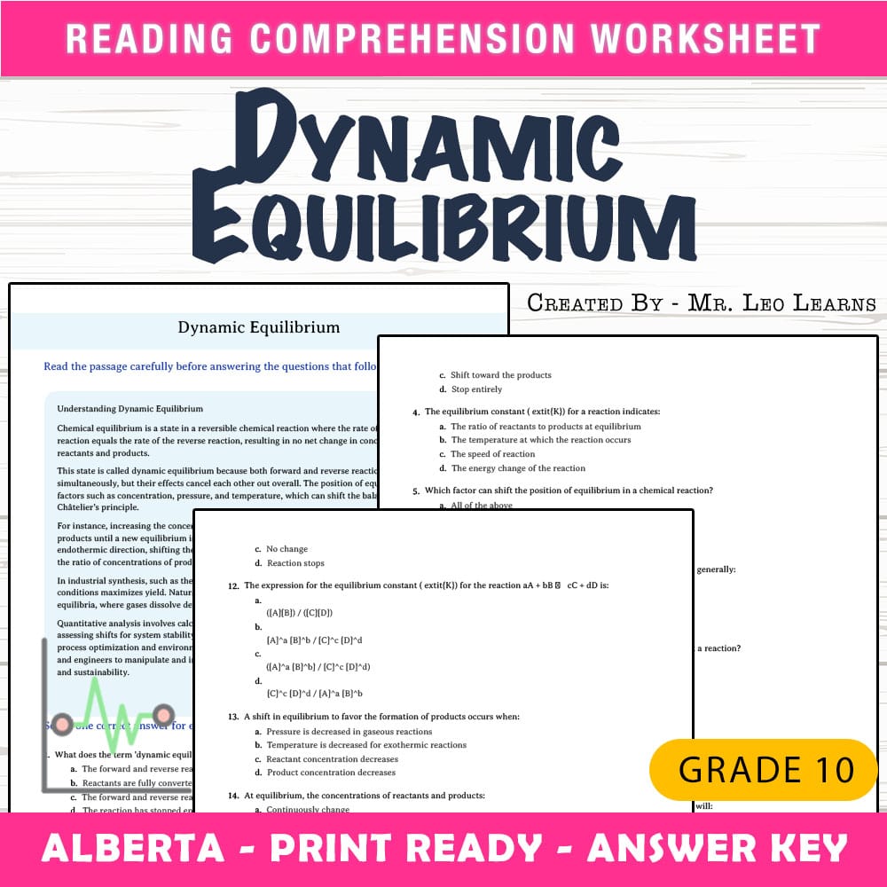 Grade 10 Science worksheet mcq paper worksheet — Grade 10 Science — Worksheet MCQ Paper for Mastering Dynamic Equilibrium…