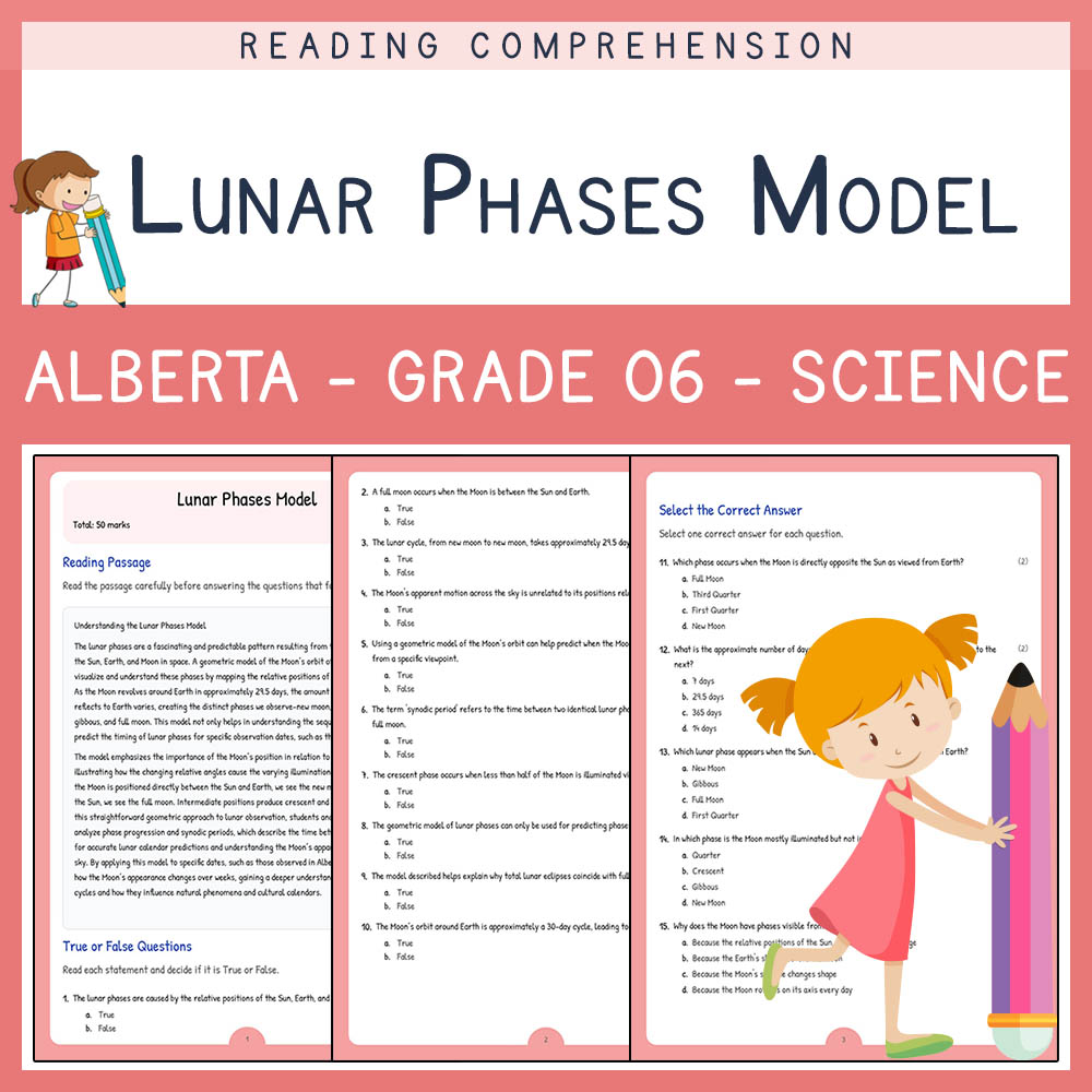 Grade 6 Science worksheet elena worksheet — Science Grade 6 Assessment | Lunar Phases Model Worksheet | Alberta — page 1