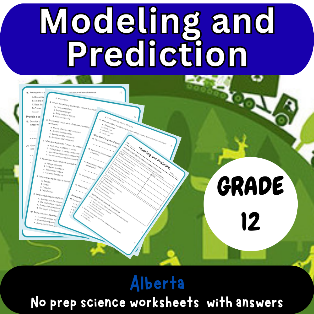 Grade 12 Science | Modeling and Prediction Worksheet (PDF)