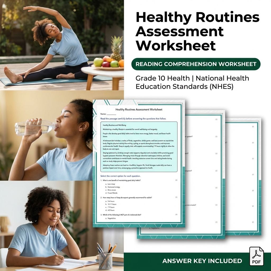 Grade 10 Health | Healthy Routines Assessment Worksheet (Printable PDF)