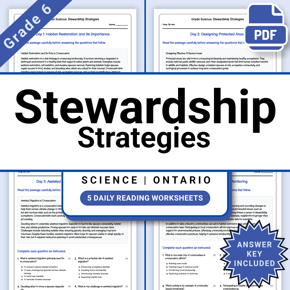 Grade 6 Science Biodiversity Lesson Bundle – Ecosystems and Conservation — included worksheet 5
