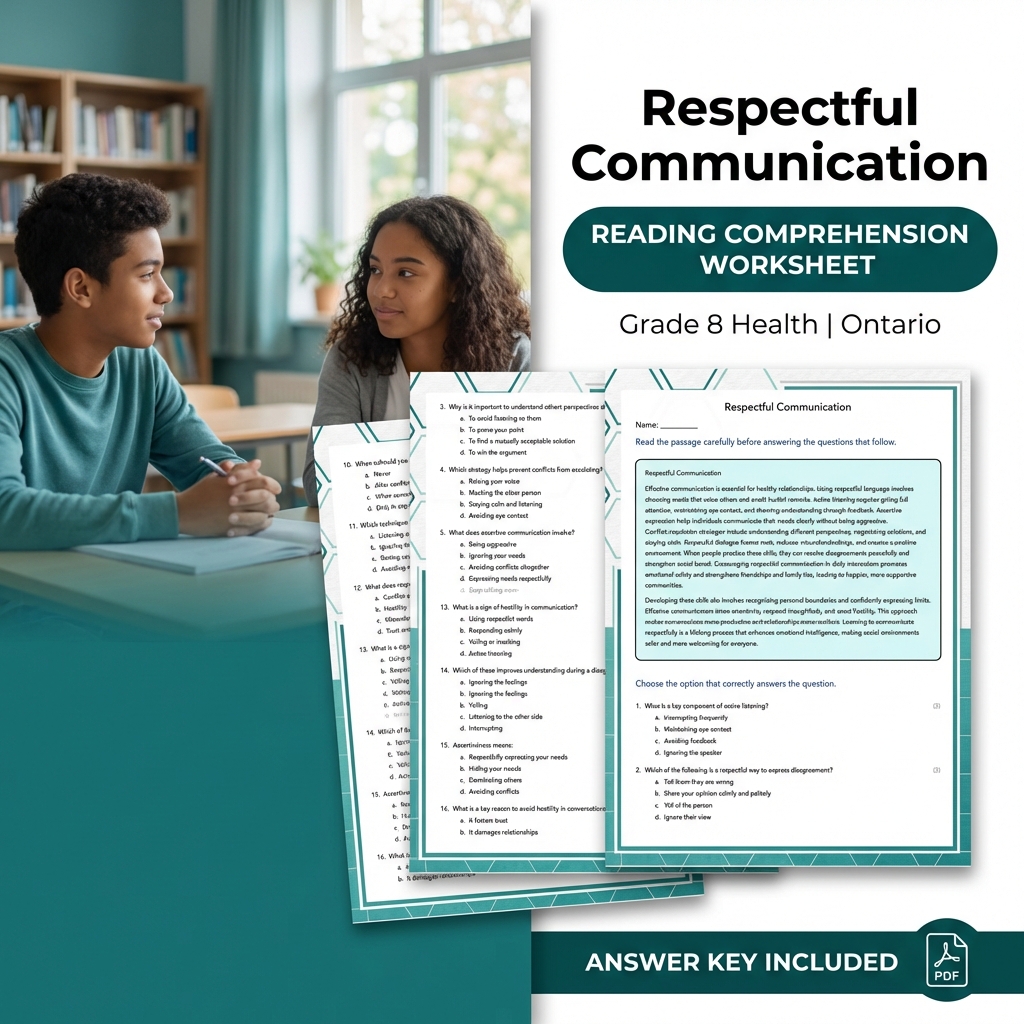 Grade 8 Health Lesson Group Bundle | Ontario Framework Worksheets — included worksheet 2