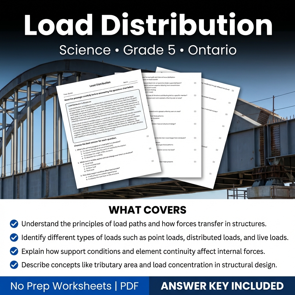 Grade 5 Science Worksheet Load Distribution | Ontario Standards Practice