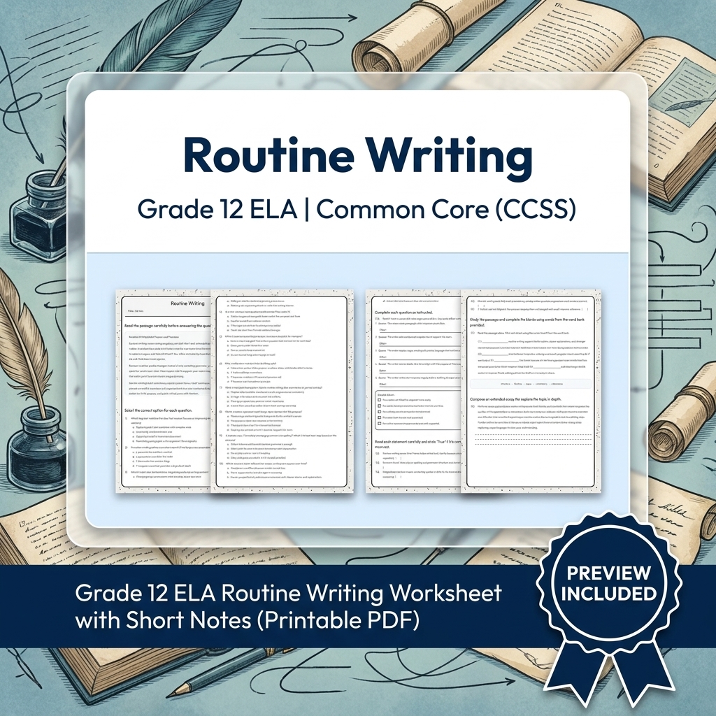 Grade 12 ELA Evidence-Based Reading & Writing Full-Year Bundle (CCSS) — included worksheet 14