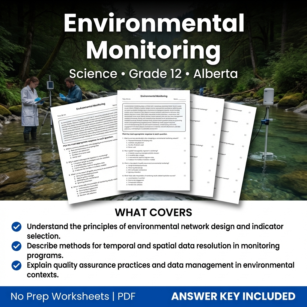 Environmental Monitoring Worksheet for Grade 12 Science - Alberta Standards