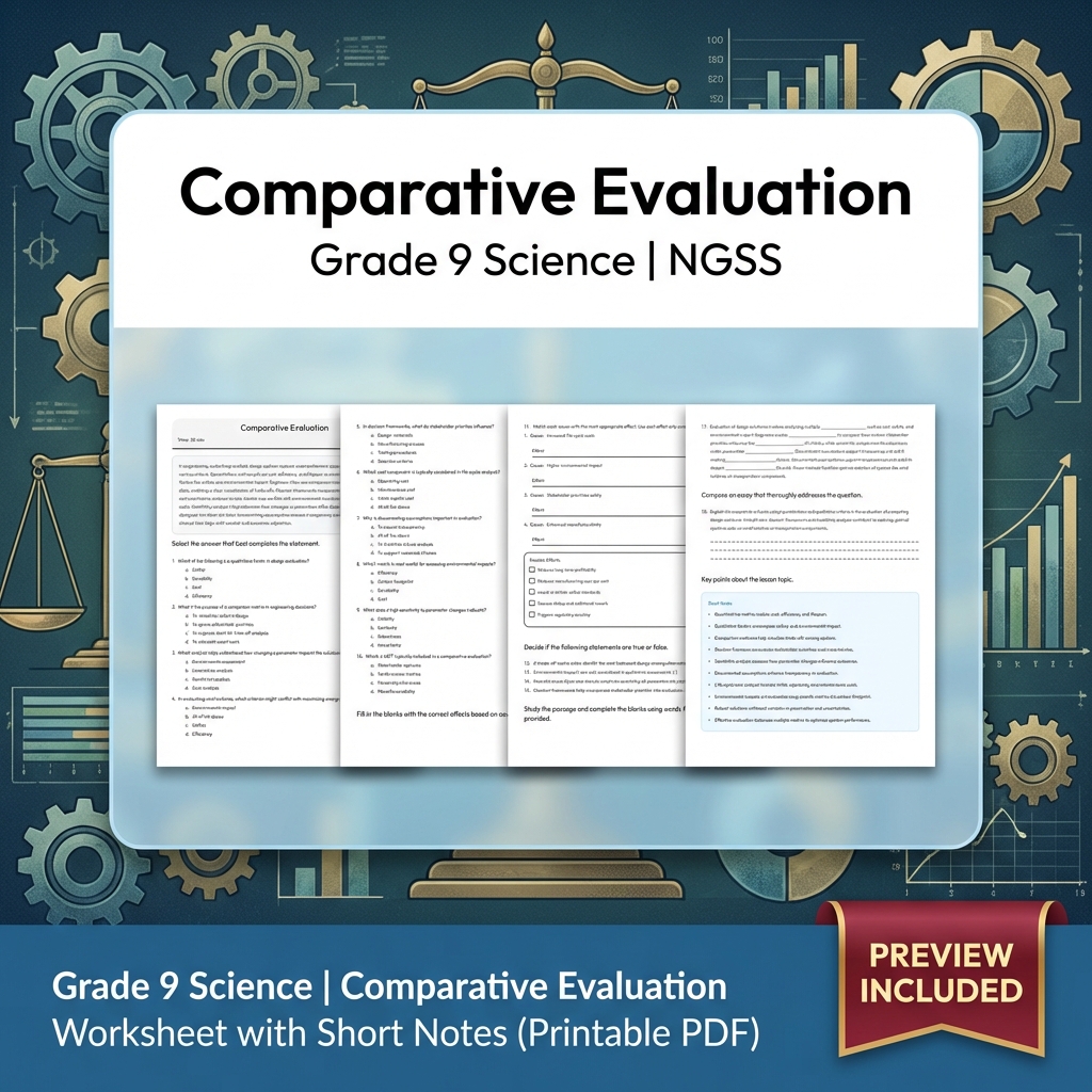 Grade 9 Science NGSS Engineering Design  Bundle  Prototyping & Evaluation — included worksheet 1