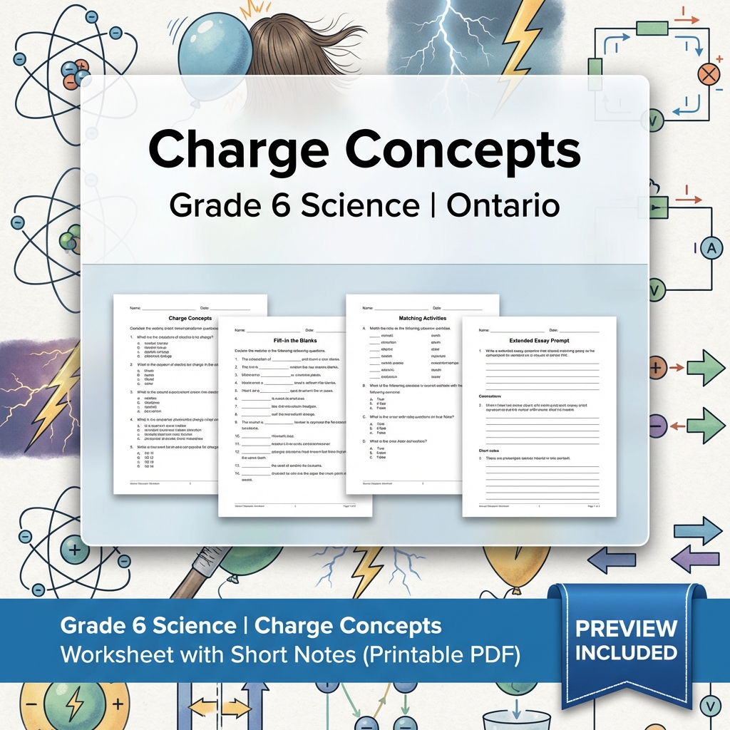 Grade 6 Science Lesson Group on Energy, Circuits & Properties  — included worksheet 3