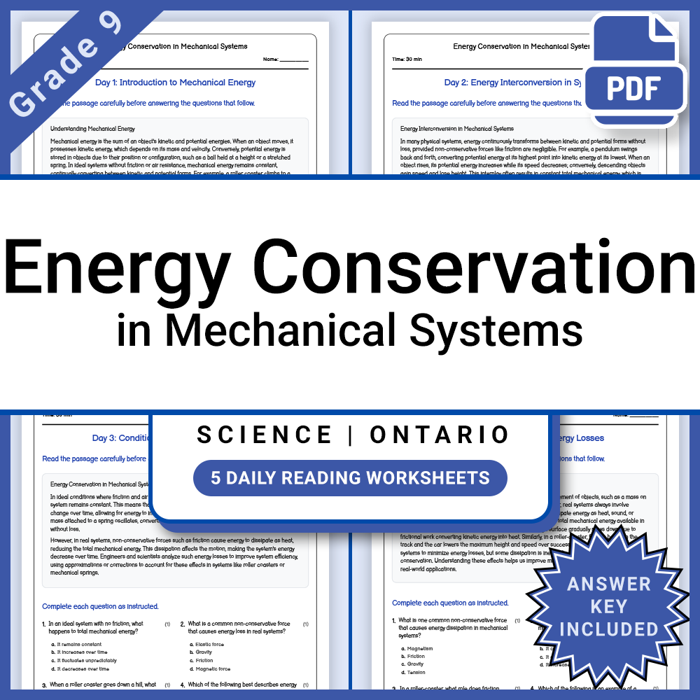 Grade 9 Science Lesson Group: Physics and Motion Worksheets Bundle — included worksheet 5