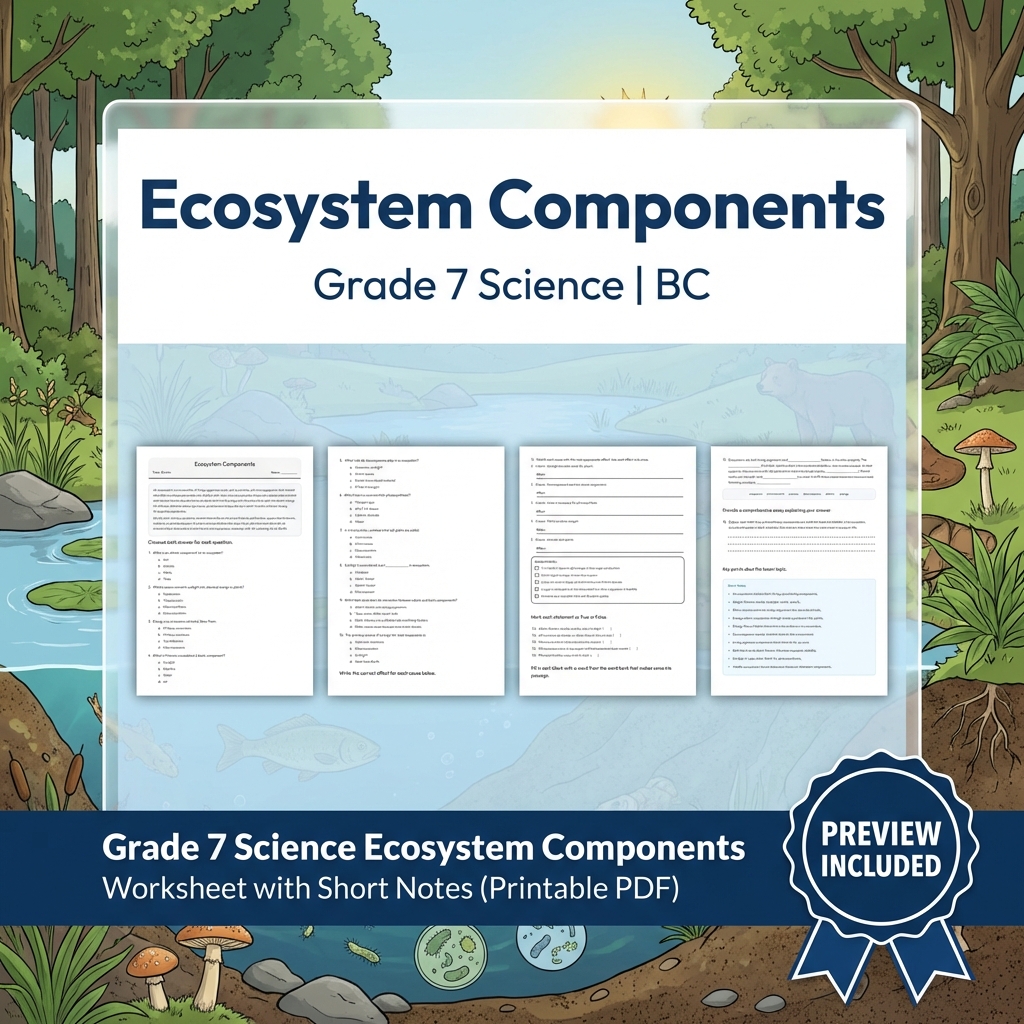 Grade 7 Science Full Year Bundle Ecosystems, Cells & Earth Processes Worksheets — included worksheet 10