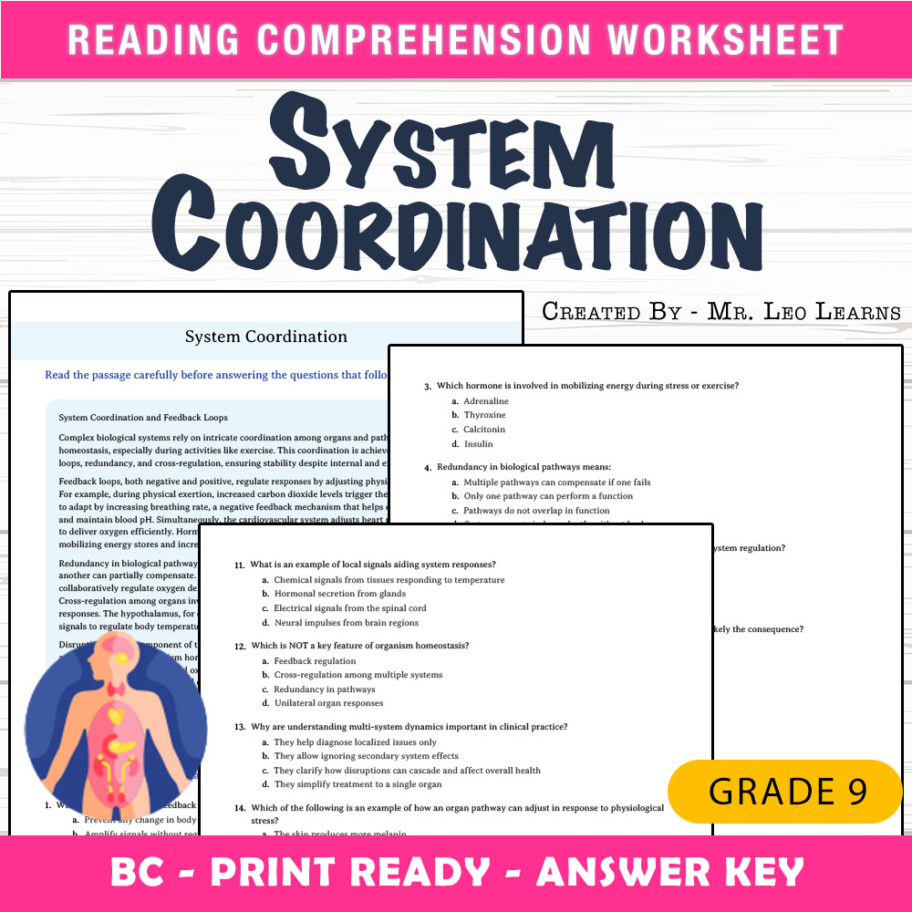 Grade 9 Science worksheet mcq paper worksheet — Grade 9 Science — Worksheet MCQ Paper for Mastering System Coordination —…