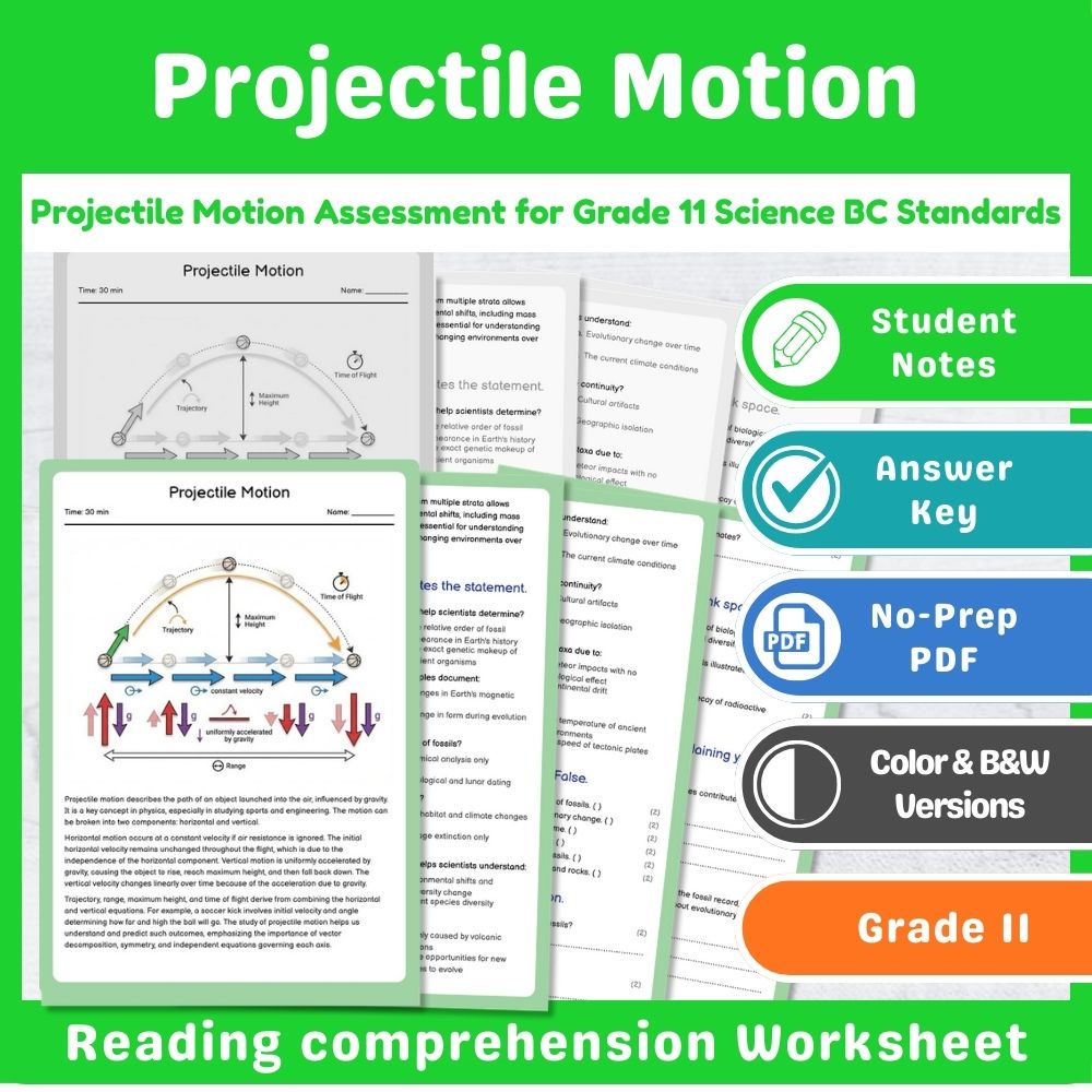 Grade 11 Science Assessment Bundle | Classical Mechanics & Motion Topics — included worksheet 4