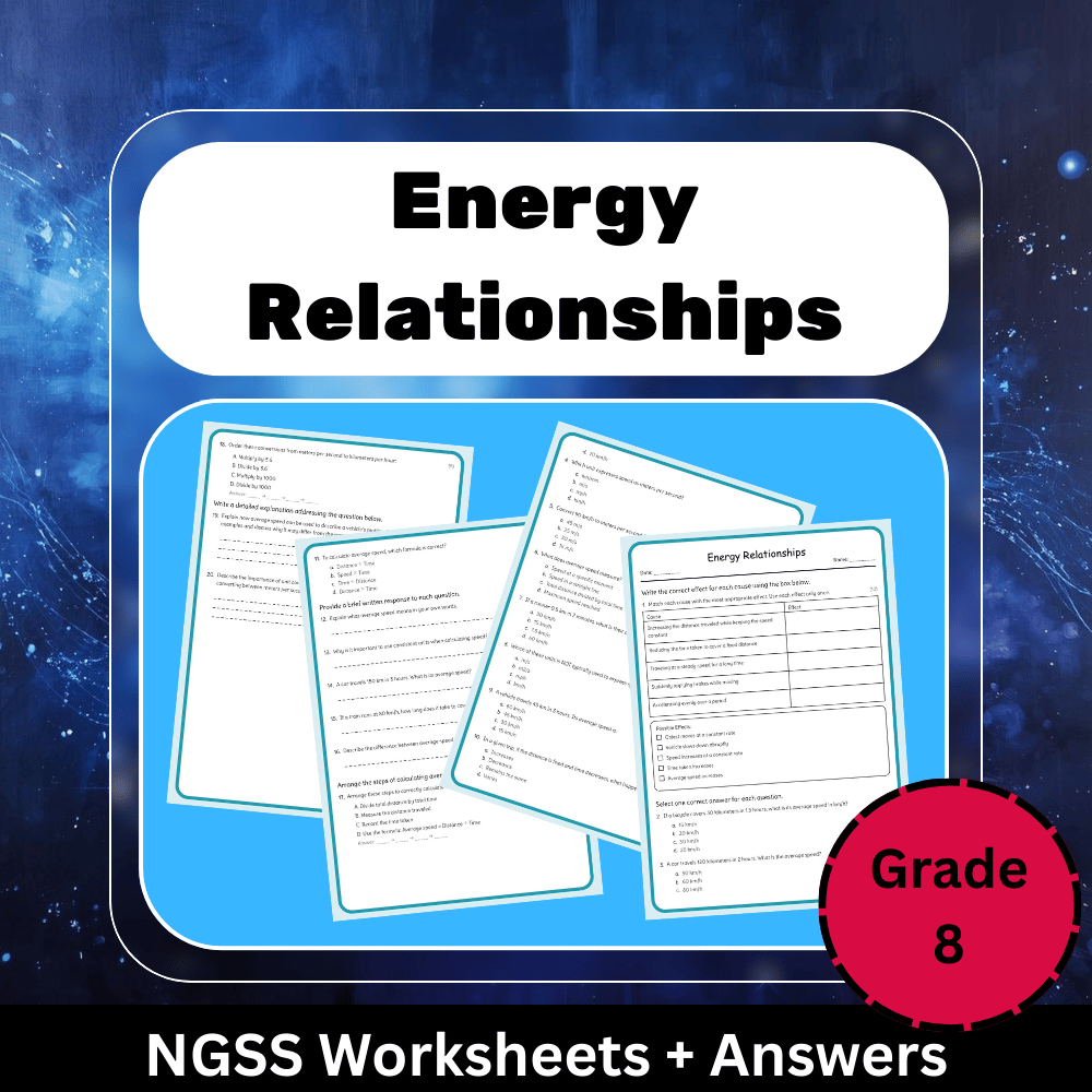 Grade 8 Science | Energy Transfer & Conservation Unit Worksheets (NGSS Aligned) — included worksheet 1