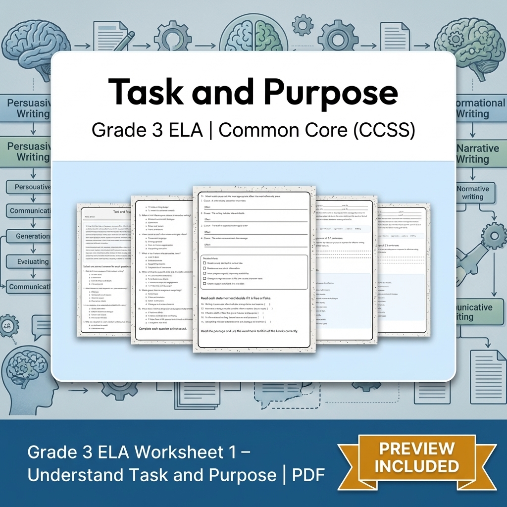 Grade 3 Writing and Text Evidence ELA Lesson Bundle – Common Core (CCSS) — included worksheet 4
