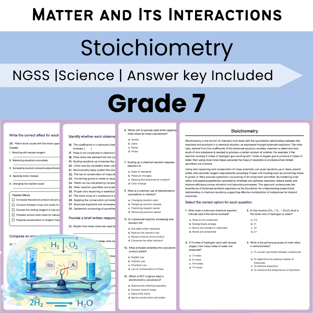 Grade 7 Science Lesson Bundle – Matter and Its Interactions NGSS-Aligned — included worksheet 1