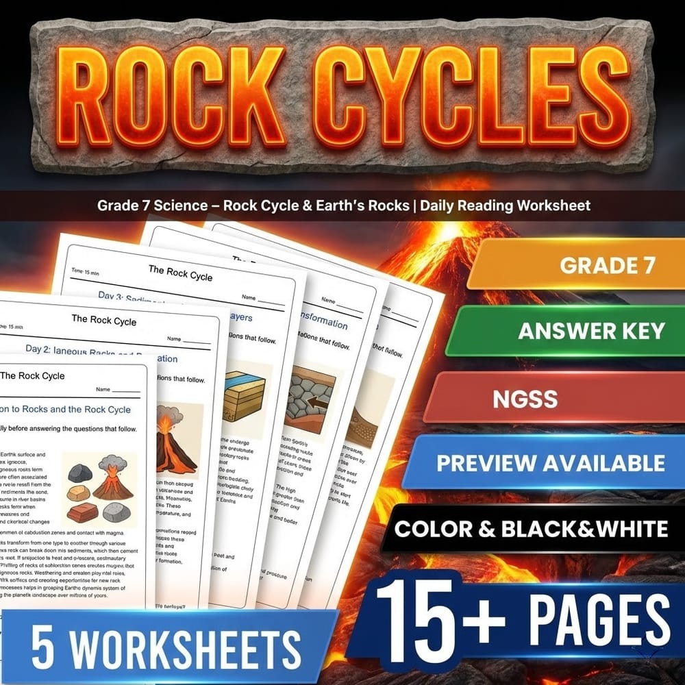 Water Cycle & Landforms Grade 7 Science Daily Reading Worksheets Bundle | NGSS — included worksheet 4