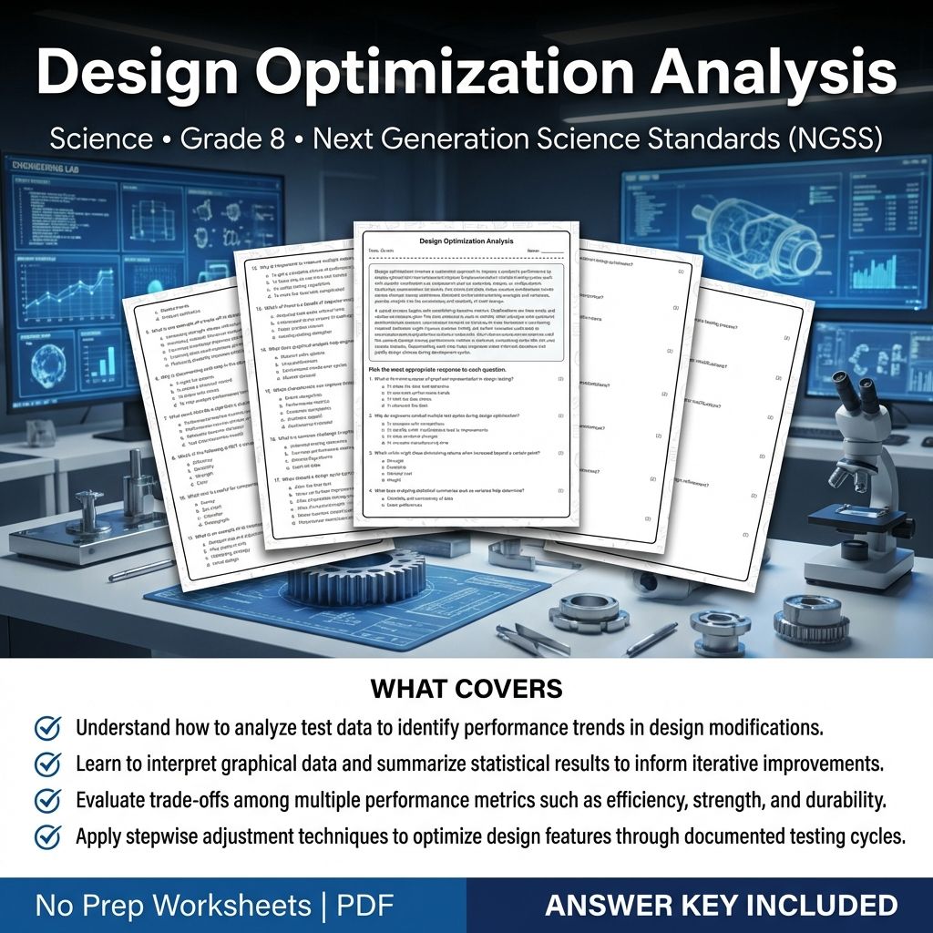 8th Grade Science | Design Optimization Analysis Worksheet & Answer Key