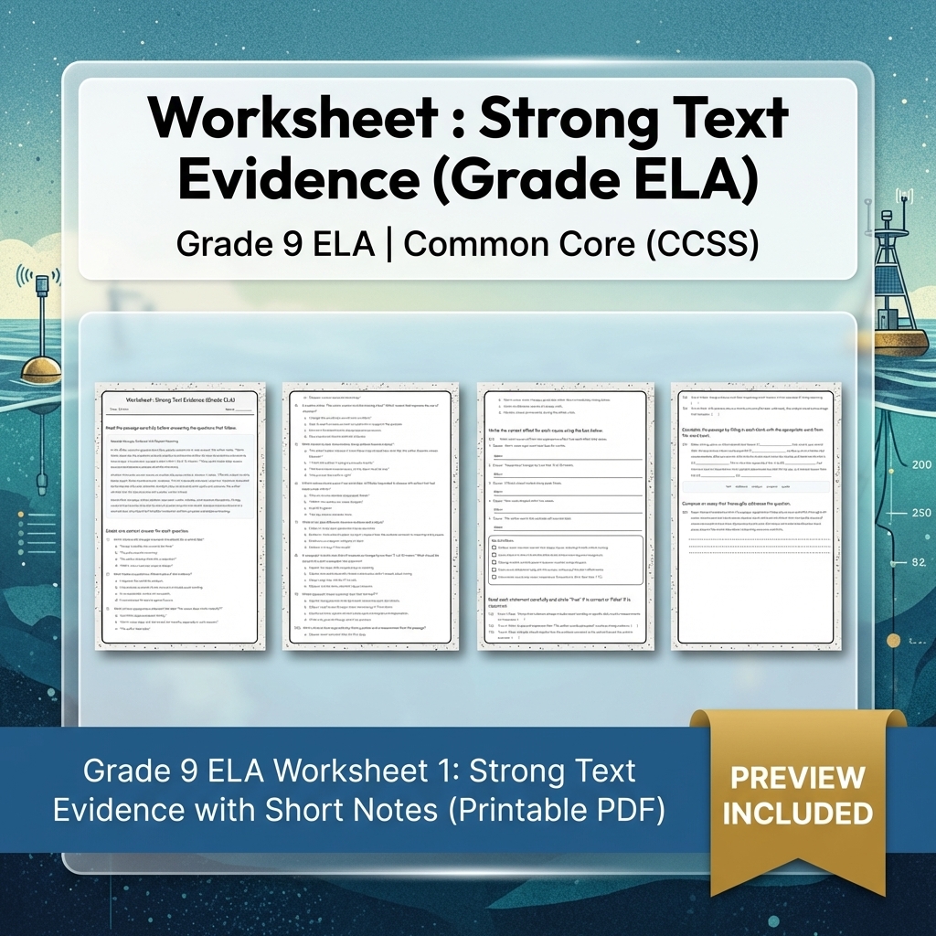 Grade 9 ELA Text Evidence, Argument, and Language Full-Year Bundle CCSS — included worksheet 8
