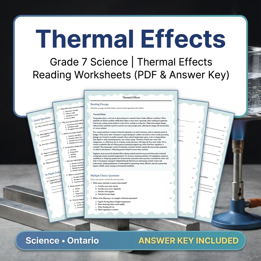 Grade 7 Science | Thermal Energy & Transfer Worksheet Bundle  — included worksheet 5