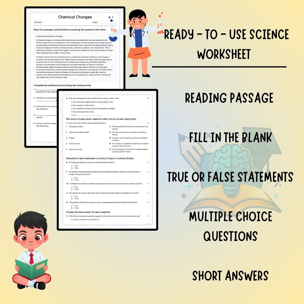 Grade 9 Science worksheet worksheet — Grade 9 Science Worksheets | Chemical Changes & Reactions (PDF) — page 2