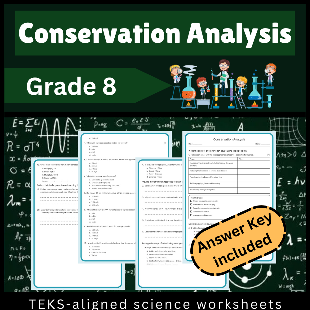 Grade 8 Science Worksheet Bundle | Ecosystems, Matter, Motion & More (TEKS Aligned) — included worksheet 15