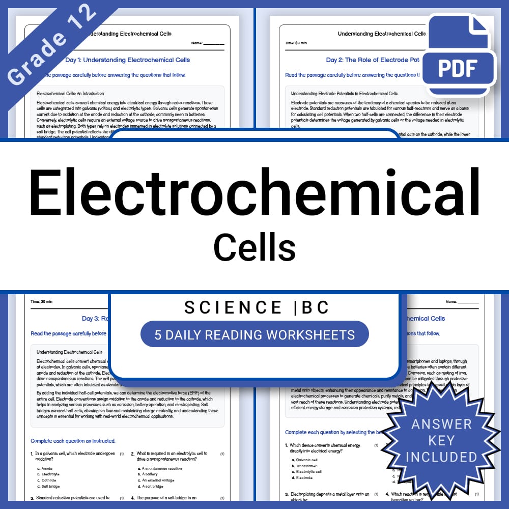 Grade 12 Science Lesson Bundle BC Framework | Daily Reading Worksheets — included worksheet 4