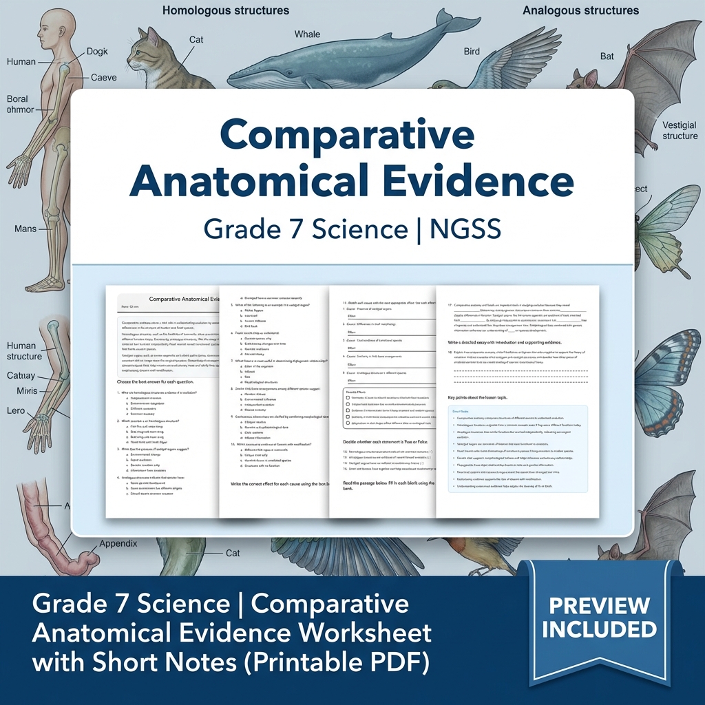 Grade 7 Science | Biological Evolution Bundle – Unity & Diversity (NGSS Aligned) — included worksheet 3