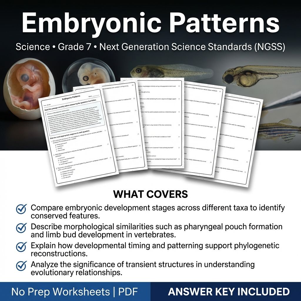 Grade 7 Science | Embryonic Patterns Worksheet & Answer Key (Printable PDF)