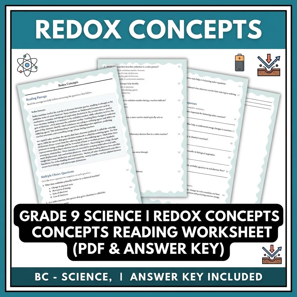 Grade 9 Science | Redox Concepts Reading Worksheet (PDF & Answer Key)