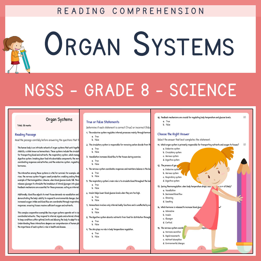 Grade 8 Science worksheet worksheet — Grade 8 Science | Organ Systems Worksheet (PDF + Answer Key) for NGSS Alignment — pa…