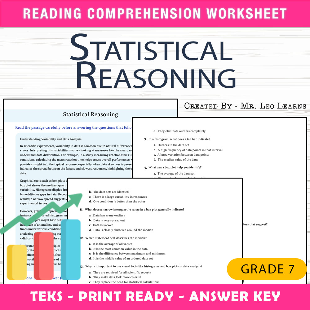 Grade 7 Science worksheet worksheet — Grade 7 Science — Statistical Reasoning Worksheet for Data Analysis — page 1