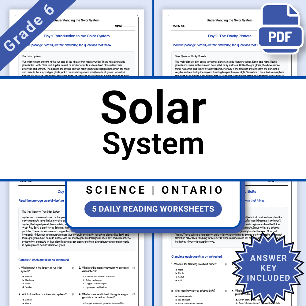 Grade 6 Science Lesson Bundle | Sun, Earth, Moon & Space Concepts — included worksheet 4