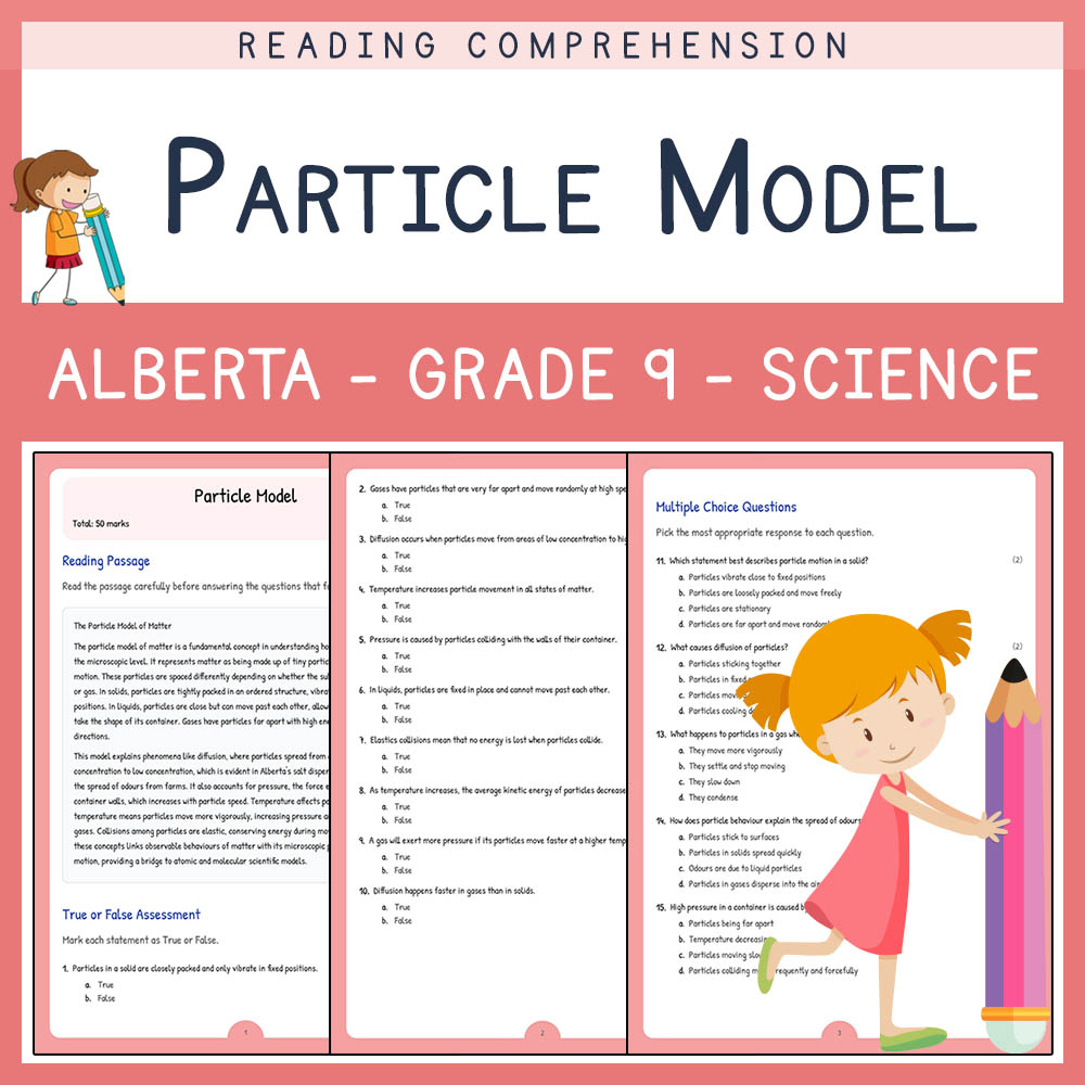 Grade 9 Science worksheet elena worksheet — Grade 9 Science | Particle Model Worksheet | Alberta Standards — page 1