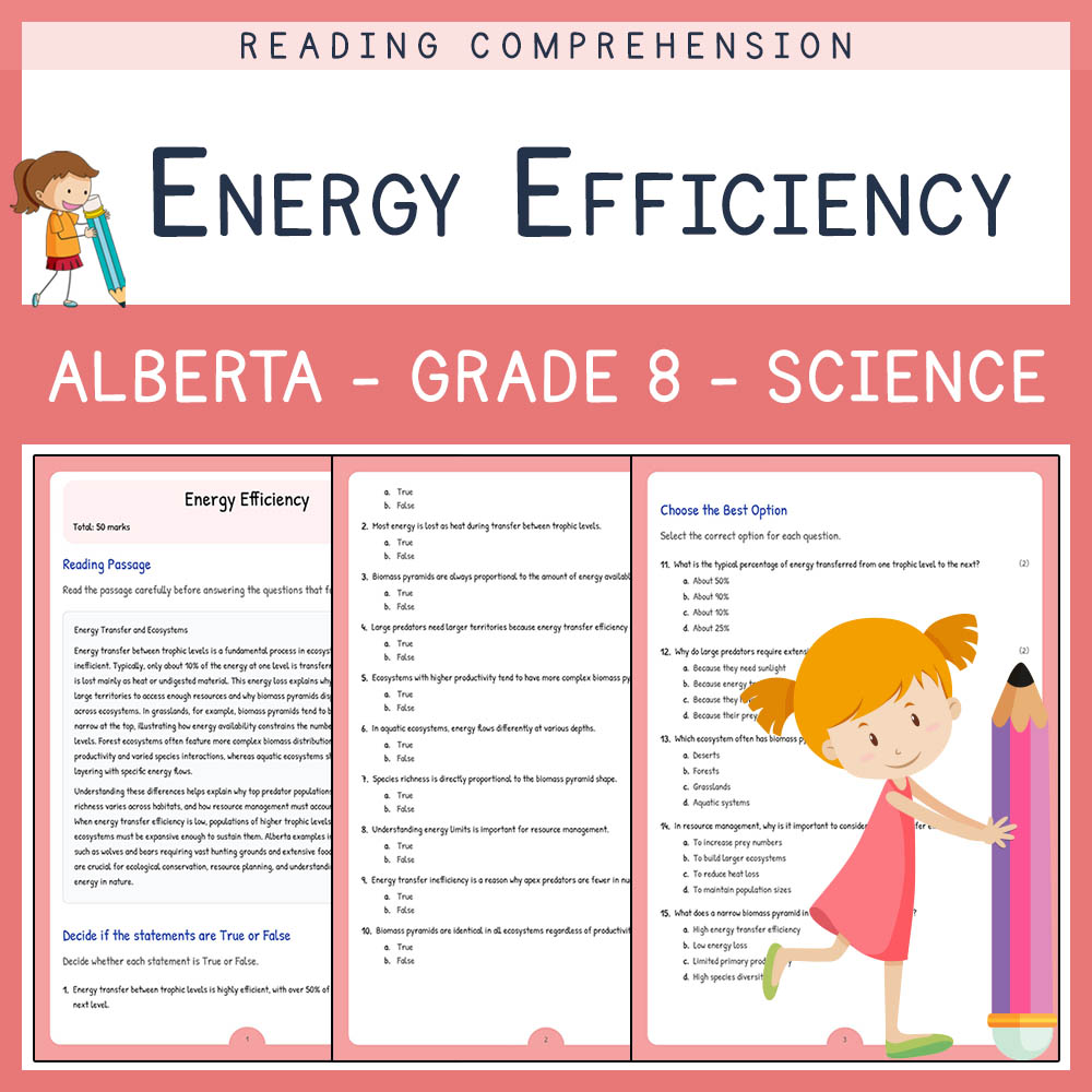 Grade 8 Science worksheet elena worksheet — Grade 8 Science | Energy Efficiency Worksheet | Alberta Standards — page 1