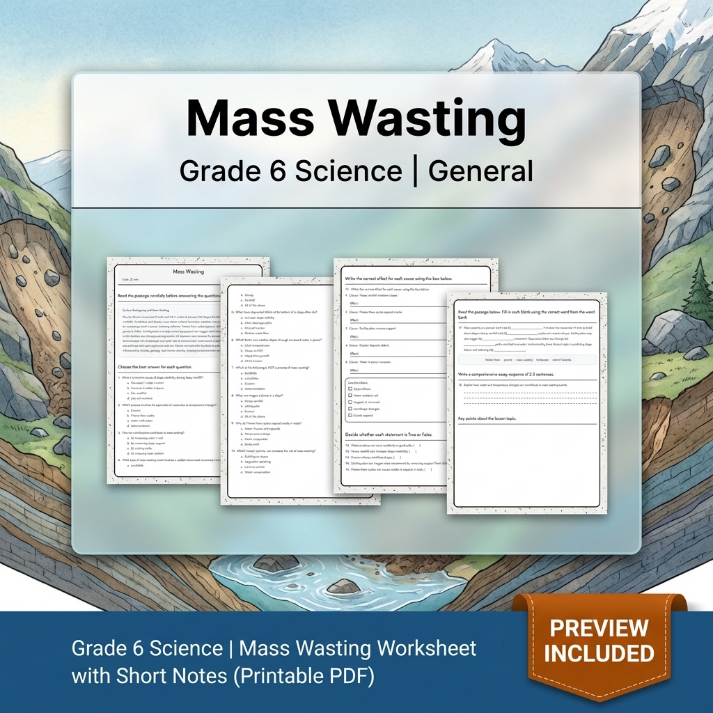 Grade 6 Science Lesson Group  Weather, Water, Space, Erosion & Climate  — included worksheet 2