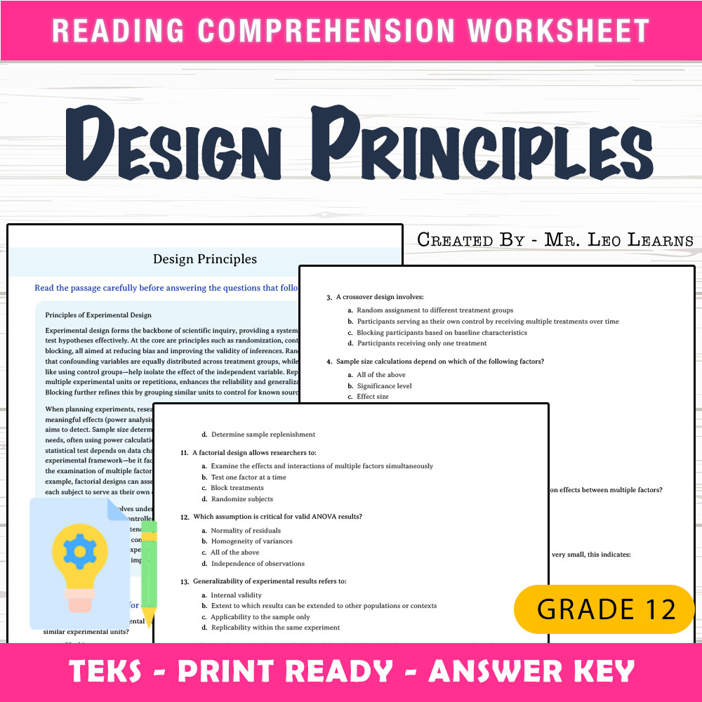 Grade 12 Science worksheet mcq paper worksheet — Grade 12 Science | Design Principles Worksheet — page 1