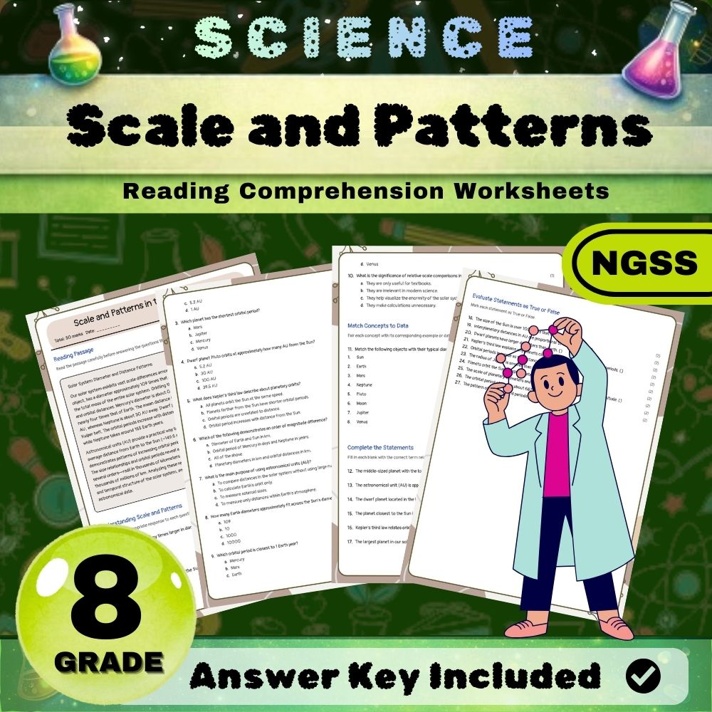 Grade 8 Science science ngss worksheet — Grade 8 Science | Scale and Patterns in the Solar System Worksheet (PDF)