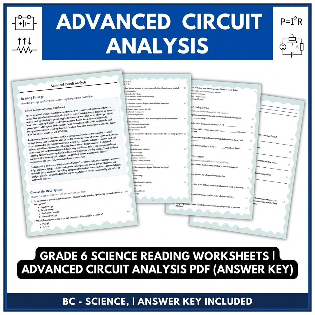 Grade 6 Science Reading Worksheets | Advanced Circuit Analysis PDF (Answer Key)