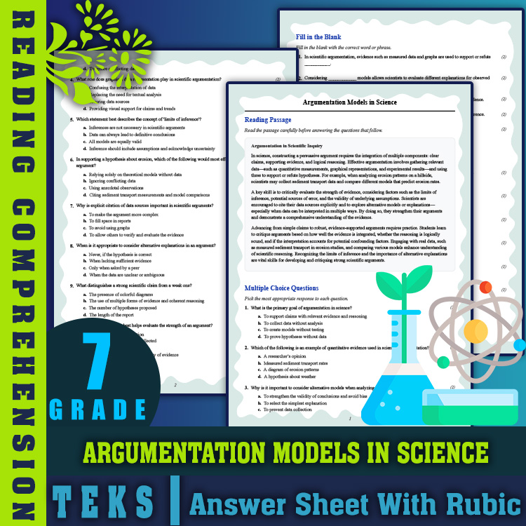 Grade 7 Science reading worksheets worksheet — 7th Grade Science Reading Worksheet | Argumentation Models in Science — page 1