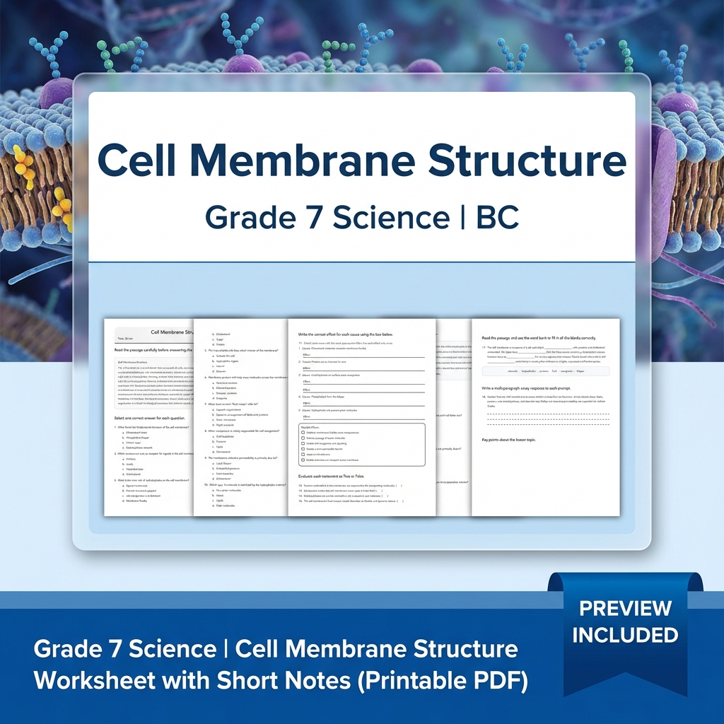 Grade 7 Science Full Year Bundle Ecosystems, Cells & Earth Processes Worksheets — included worksheet 13