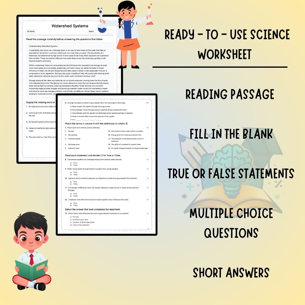 Grade 8 Science worksheet worksheet — Grade 8 Science | Watershed Systems Worksheet (PDF) – Ontario Standards — page 2