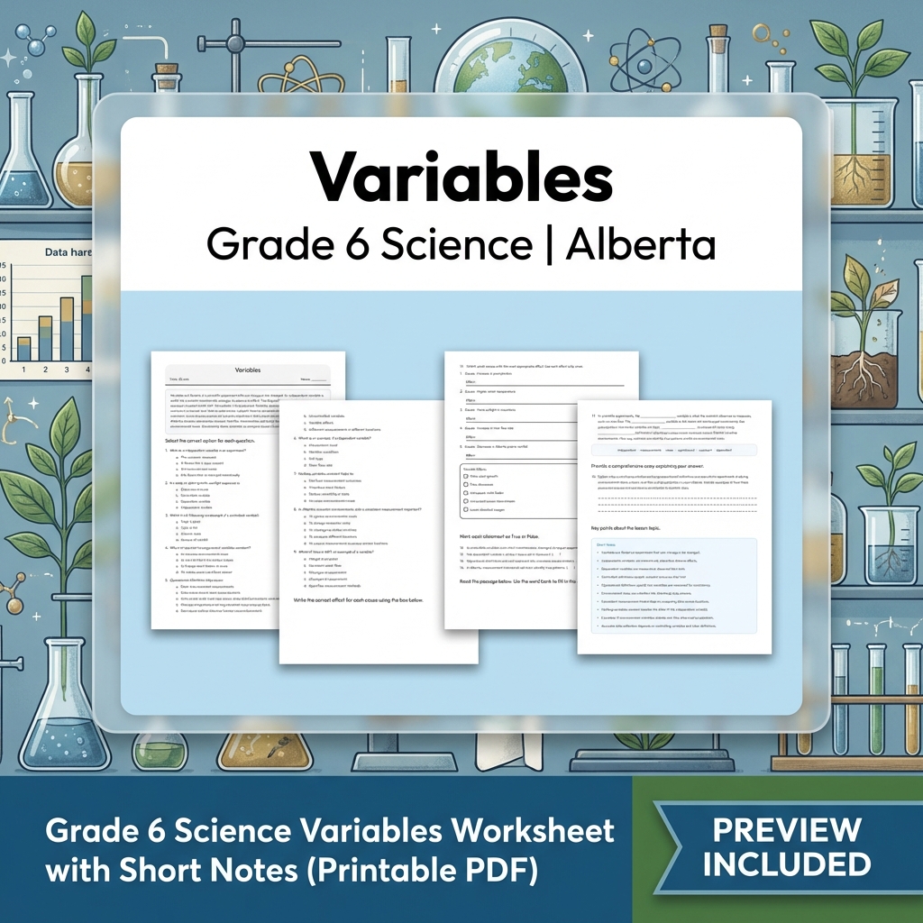 Grade 6 Science Alberta | 60-Worksheet Comprehensive Science Bundle  — included worksheet 23